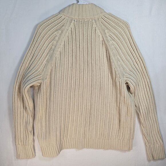 Gap Women's Beige Open Front Bomber Cardigan Sweater Cuff Sleeve Cable Knit Lg - Picture 5 of 10